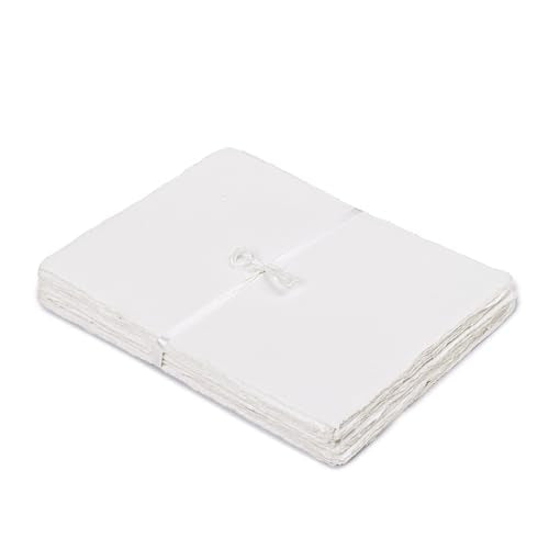 LEATHER VILLAGE Watercolor Paper- 6 X 4 inches - 25 Sheets Watercolor Paper for Drawing, Sketching, Painting & Crafts - 150 GSM Thick Deckle Edge Virgin Cotton Handmade Paper - White - color: White, size: 6 X 4 Inch