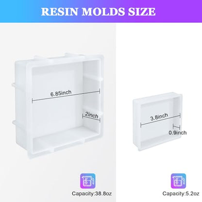 KISREL Large Square Resin Molds, Square Silicone Mold for Epoxy Resin, Large Mold for Flower Preservation, Deep Pour Molds for Furniture Decoration, DIY Wedding Bouquets, Valentine's Day Gifts - size: Square Resin Molds