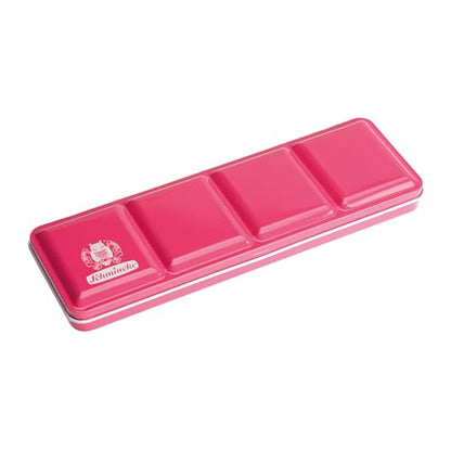 Schmincke - HORADAM® AQUARELL Paint Box Pink Lacquered Metal Box with 15 Half Pans, 12 Standard Colors + 3 Pink Shades, incl. Watercolor Brushes, 74663097