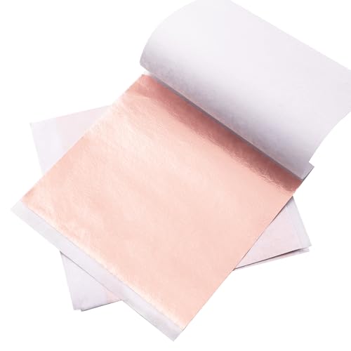 KINNO 100 Sheets Imitation Gold Foil Sheets - Flesh Pink Metallic Leaf for Arts, Sculpture, Gilding, Nails, Handcrafts, Picture Frames, Paintings, Furniture, Wall, 3.15 by 3.35 Inches - color: Salmon