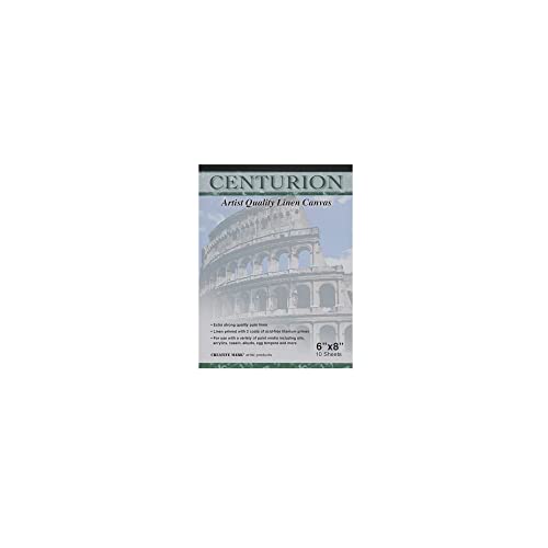 Centurion Acrylic Primed White Linen Canvas Sheet Pad, 4 Pack, 6" x 8" - 40 Total Sheets, 11oz Weight, Tape-Bound for Acrylics, Alkyds, Water-Mixable Oils - size: 6" x 8"