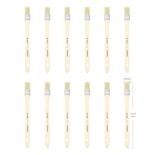 XDT#2801 Hake Artist Paint Brush 12 Piece Set #1.02in, Hog Bristle Flat Brushes for Painting, Acrylic Oil Watercolor - size: #1 12Pc Set