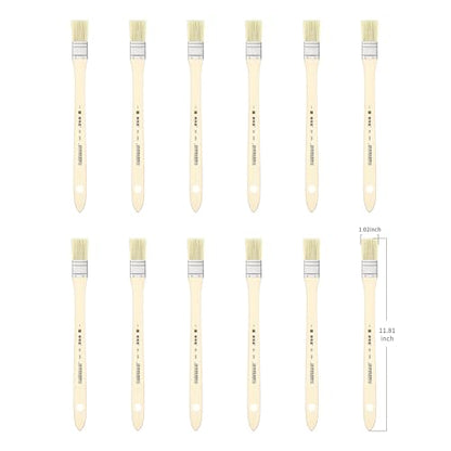 XDT#2801 Hake Artist Paint Brush 12 Piece Set #1.02in, Hog Bristle Flat Brushes for Painting, Acrylic Oil Watercolor - size: #1 12Pc Set