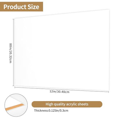 White Acrylic Sheets 1/8 inch Thick 3mm 8 x 12 Frosted Plexiglass Sheet,Suitable for Painting, Handicrafts, DIY Display Projects (2, Matte White, 8 x 12) - color: matte opaque white, size: 8 x 12 x 1/8