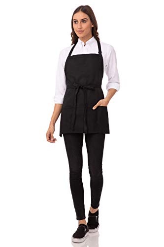 Chef Works Unisex Three Pocket Apron, Black, Plus Size