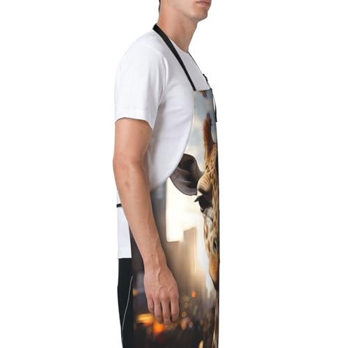 Prancing Brown Horse Heavy Duty Waterproof Apron with Pockets for AdultsResistant Grilling, Gardening, Painting - color: New York Giraffe Street