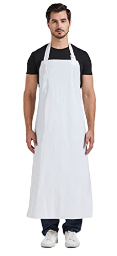 Nanxson TPU Waterproof Apron Lightweight Work Apron with Adjustable Buckle | Liquid Resistant,Neck buckle design,Easy to clean,Unisex,Butcher Apron for Dishwashing Grooming,Halloween - color: White