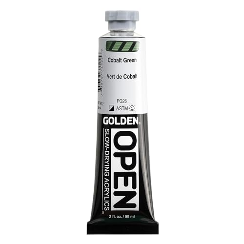 OPEN Slow-Drying Acrylics by GOLDEN, Cobalt Green, 2 fl oz. tube, Professional Acrylic Paint, Semi-Opaque - color: Cobalt Green, size: 2 Fl Oz (Pack of 1)