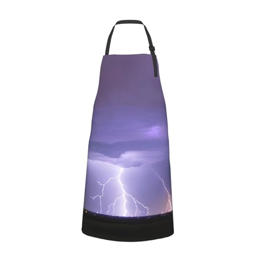Cartoon heart sun Heavy Duty Waterproof Apron with Pockets for AdultsResistant Grilling, Gardening, Painting - color: Lightning Storm