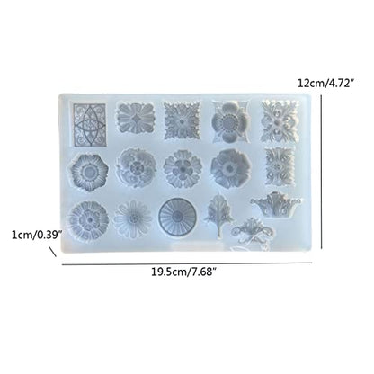 Crystal Epoxy Embossed Flower Pattern Mold Plaster Mold Decoration Silicone Pendant for Craft Silicone Pendant for Resin Casting