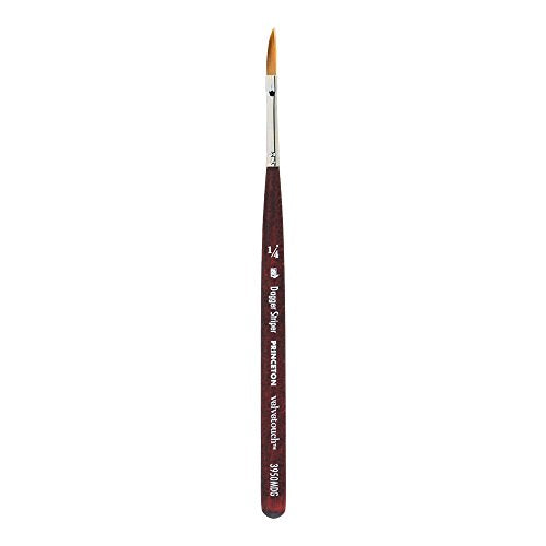 Princeton Velvetouch, Series 3950, Paint Brush for Acrylic, Oil and Watercolor, Mini- Dagger Striper, 1/4 Inch - color: Scarlet, size: Size 1/4 inch