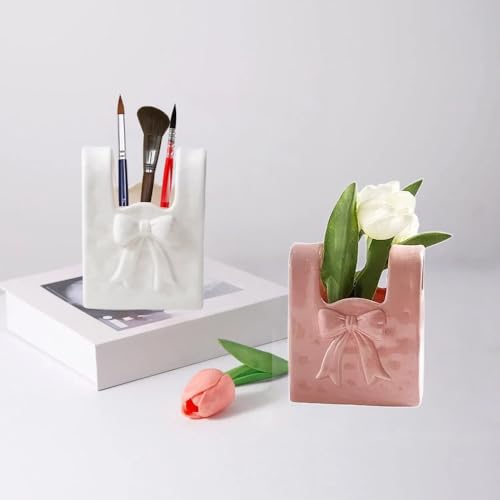 Ceramic Paint Brush Holder, Countertop Organizer,Ceramic T-shirt Bag Sharp Paint Brush Holder (White) - color: White