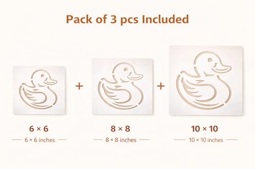 Rubber Duck Stencil – Reusable Duckling Art Stencil for Painting, Crafting and DIY Projects (3 Pcs Set) - style: Rubber Duck