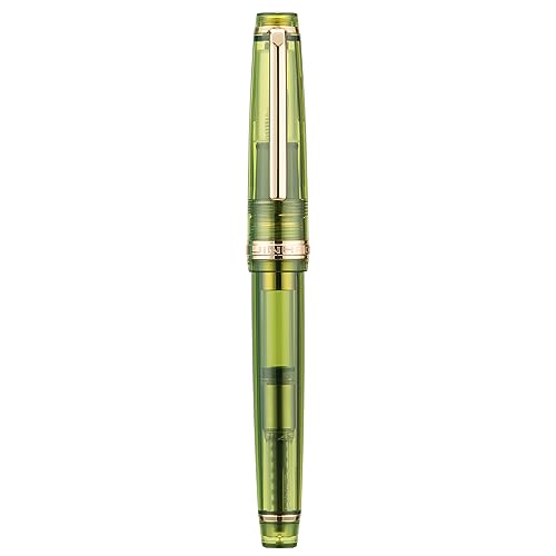 Jinhao 82 Acrylic Fountain Pen, Iridium Extra Fine Nib with Ink Converter, Transparent Olive Green Classic Design Smooth Writing Pen (Gold Trim) - color: Olive Green Clear (Gold Trim), style: Extra Fine (0.38 mm)