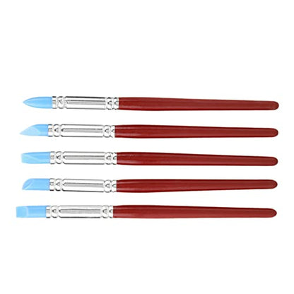 5Pcs Rubber Tip Paint, Silicone Clay Tools, Delicate Durable Silicone Pen Head Smooth Handle Color Shapers Brushes for Clay Sculpture Pottery DIY Shaping Carving Tool