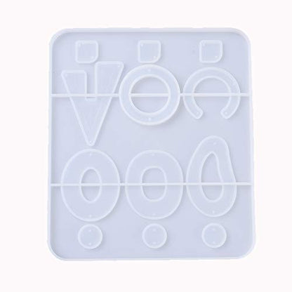 Craftdady 5pcs Earring Pendant Silicone Mold 8 Shapes Geometric Round Oval Epoxy Resin Casting Mold for DIY Resin Jewelry Dangle Earring Keychain Making - color: Transaprent, Geometric-a