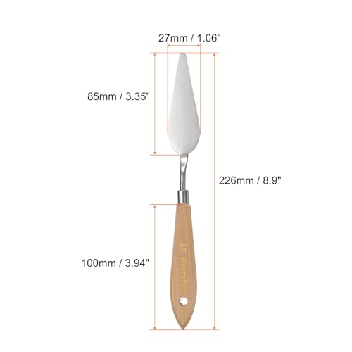 HARFINGTON 4pcs 15# Painting Palette Knife Pointy Stainless Steel Art Spatula Painting Pallet Knives Scrapers Tools with Plastic Handle for Acrylic Oil Canvas Mixing Spreading - size: 85mm x 27mm