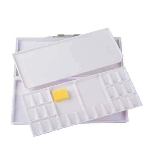 Falling in Art Airtight Leak-Proof Watercolor Palette, 24 Slightly Sloping Wells-3 Mixing Areas, 12 3/5 Inches by 6 2/7 Inches - size: 12.6" x 6.3" (24 Wells)
