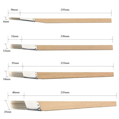 Trim Paint Brushes Set of 4, 0.25" 0.5" 0.7" 1" Slanted Edge Paint Brushes for Detail, Small Cutting in Brushes for Trim, Edges, Corners, Crafts and Home Decor