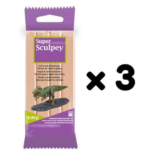 Super Sculpey Professional Quality Oven-Bake Polymer Clay, Beige, 1 lb. (Pack of 3) - size: Beige, 1 lb. (Pack of 3)