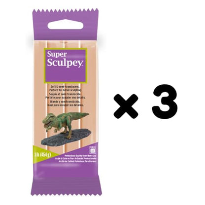 Super Sculpey Professional Quality Oven-Bake Polymer Clay, Beige, 1 lb. (Pack of 3) - size: Beige, 1 lb. (Pack of 3)