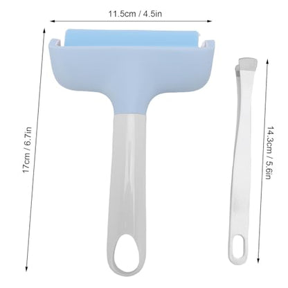 FAUOSWUK Rubber Brayer Roller, Silicone Roller and Tweezers Kit, Boat Flooring Install Printmaking Painting Stamping Wallpaper Gluing for Bubble Removal, Gripping and Lifting Threads (Light Blue) - color: Light Blue