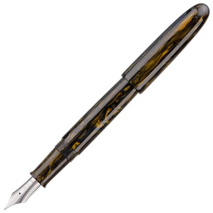Asvine C80 Fountain Pen #8 Stub 1.1mm Nib Large Handcraft Calligraphy Art Drawing Pen with Converter Pen Case Collection Set (Brown Gold) - color: Brown Gold, style: Stub