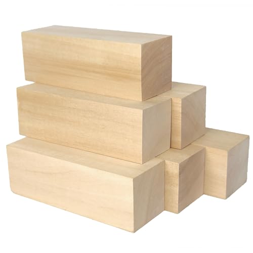 Ninekong 6PCS Basswood Carving Blocks，Whittling Wood Carving Kit,Soft Basswood for Carving(6"x2"x2") - size: 6 pieces 2x2x6 inch