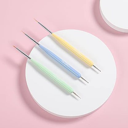 TEOYALL Nail Art Brushes, Nail Design Painting Brushes Builder Gel Brush Nail Dotting Tools Nail Fine Liner Brushes - color: Multicolor