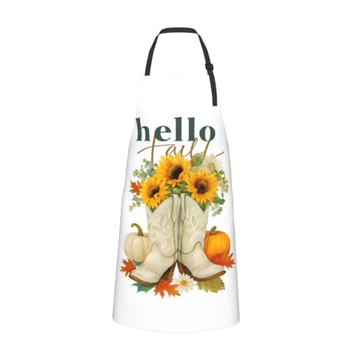KKdskkds Tribal Boho Geometric Multi-Purpose Adjustable Waterproof Apron With Pocket For Men Women - color: Sunflower in Cowboy Boots, Pumpkin