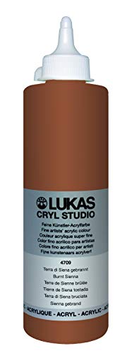 Lukas CRYL Studio Artist Acrylic Paint, Burnt Sienna, 500 ml Bottle - High Pigment Acrylic Paints for Canvas Painting, Large Scale Works - Medium-Viscosity, Water-Mixable, Fast Drying - color: Burnt Sienna, size: 16.91 Fl Oz (Pack of 1)
