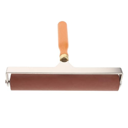 HINTRMENT Printmaking Rubber Roller 20cm with Wood Handle, Soft Rubber Ink Roller for Craft Stamping, Gel Printing, Decoupage and Vinyl Flooring Application Tools for Artists