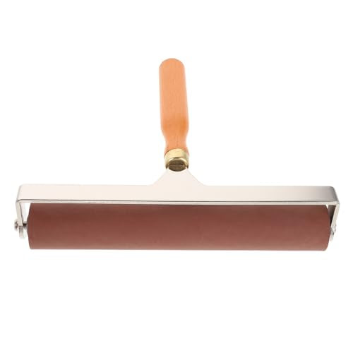 HINTRMENT Printmaking Rubber Roller 20cm with Wood Handle, Soft Rubber Ink Roller for Craft Stamping, Gel Printing, Decoupage and Vinyl Flooring Application Tools for Artists
