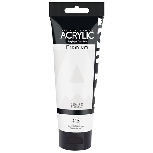 AUREUO Mixing White Acrylic Paint, 4 Fl Oz / 120ml Single Tube, Rich Pigment Art Craft Paints for Canvas, Rocks, Wood, Ceramic, Fabric - Art Supplies for Beginners, Professionals, Artists - color: Mixing White, size: 4 Fl Oz (Pack of 1)