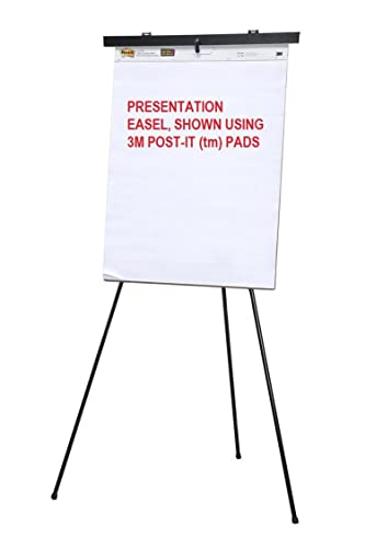Audio-Visual Direct Lightweight Aluminum Flip-Chart Presentation Easel, Adjustable Height 37"-70", Black - color: Black, size: 1 Easel