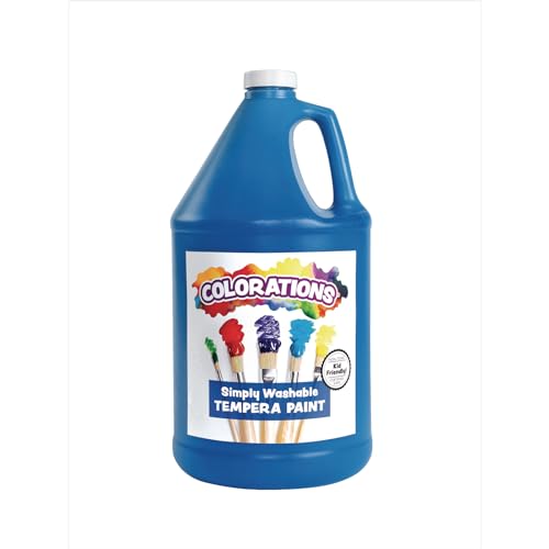 Colorations Paraben-Free Washable Tempera Paint for Kids - 1 Gallon Value Size, Vibrant Blue. Non-Toxic and Made in the USA, Classroom Must Haves, Bulk Arts and Crafts Supplies - color: Blue