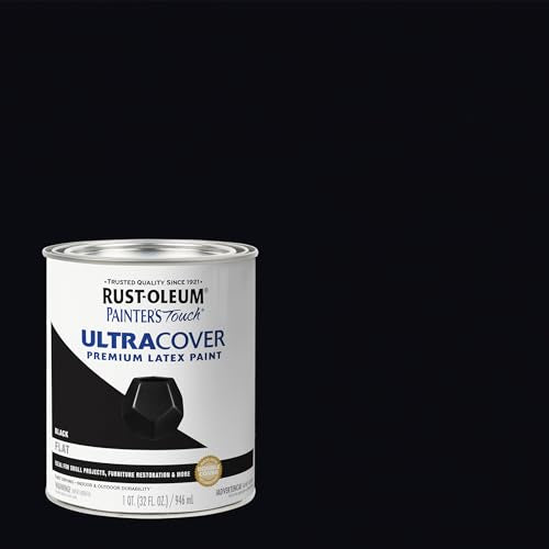 Rust-Oleum 1976502 Painter's Touch Latex Paint, Quart, Flat Black, 32 Fl Oz, (Pack of 1) - color: Flat Black, size: 1 Quarts (Pack of 1)