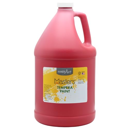 Handy Art Little Masters Tempera Paint, Red, Gallon 128 oz Bottle, Bright & Mixable, High Opacity, Washable Colors for Classroom, Students, Kids, Young Artists, Safe & Non-Toxic, Made in USA - color: Red, size: 128 Fl Oz (Pack of 1)