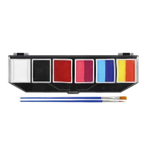 Anka Bella Professional Face Paint（60gm),Water Activated Face Body Painting Kit for Kids & Adults,Hypoallergenic & Non-Toxic,Perfect for Birthday Parties/Halloween/Carnival - color: Six-panel face paint tray