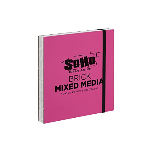 SoHo Urban Artist Brick Sketchbook Journals for Sketching, Drawing, Colored Pencils, Graphite, and More - Mixed Media 5.5"x5.5" (200 GSM, 40 Sheets) - 2 Pack - color: Mixed Media, size: 5.5 x 5.5in