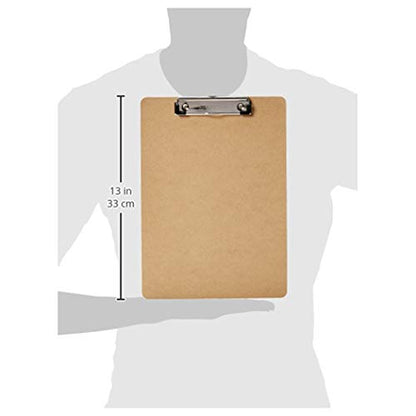 Amazon Basics Hardboard Office Clipboard, Letter Size, 9" x 12.5", Brown, 12-Pack - size: 12-Pack