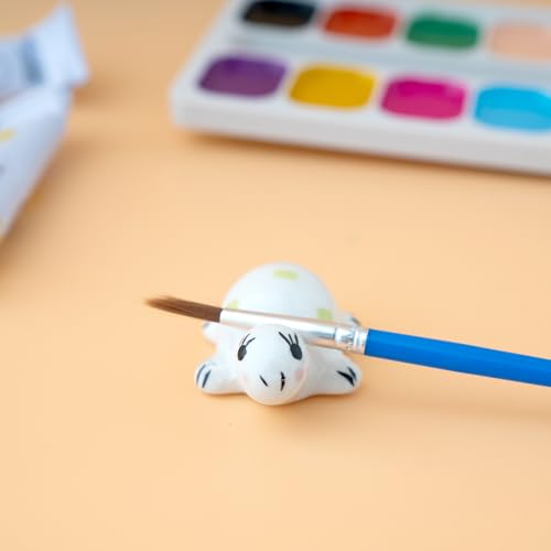 Turtle-Shaped Ceramic Paint Palette, with Removable Top Cover as Water Bowl | Wet Palette for Acrylic Painting with Brush Rest, Cute Desktop Decorations for Ocean Lovers, Creative Gifts for Artists