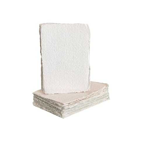 300 GSM Deckle Edge Cotton Paper - Soft, Textured Handmade Sheets for Invitations, Artwork, Stationery, and DIY Crafting (Pack of 25) (2.5 x 3.5 inch) - size: 2.5 x 3.5 inch