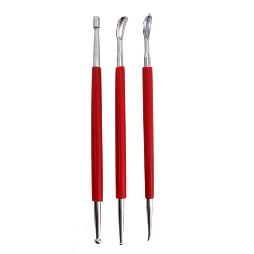 Caishun 3PCS Industrial Leather Scratching Tool Red Drill Point Pen Red Stick Indentation Pen Shaper Scratcher Stainless Steel Tip Stylus Stylus Sculpting Tool for Shaping Clay Sculpting Tool