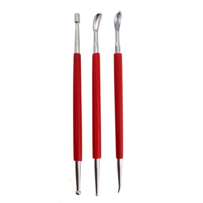 Caishun 3PCS Industrial Leather Scratching Tool Red Drill Point Pen Red Stick Indentation Pen Shaper Scratcher Stainless Steel Tip Stylus Stylus Sculpting Tool for Shaping Clay Sculpting Tool