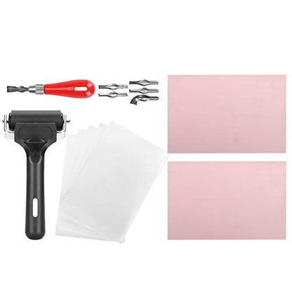 Complete Rubber Carving Kit, Ink Even Brayer Roller Set, Multi Blade Carving Tools Set, for Handmade Stamp Production Student Art Creation DIY