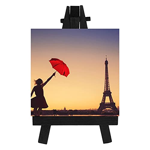 Chuangdi 12 Pieces 5 Inch Black Mini Wood Display Easel, Holder for Small Canvases, Cards, Photos, Notices, Etc - size: 5 Inch
