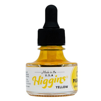 Higgins Yellow Pigmented Drawing Ink - for Artists and Students - 1 oz. Glass Bottle (HIG44635) - color: Yellow