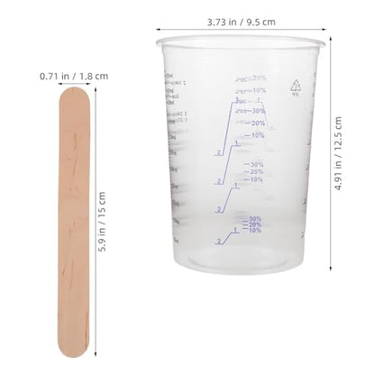 50set Measuring Mixing Cup, 600ml Disposable Graduated Cup, Clear Resin Epoxy Paint Mixing Beaker with Wood Stirring Sticks for Resin, Laboratory