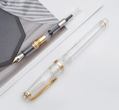 JINHAO 82 Fountain Pen with Gold Clip (F Nib 0.5mm, Transparent) - color: Transparent